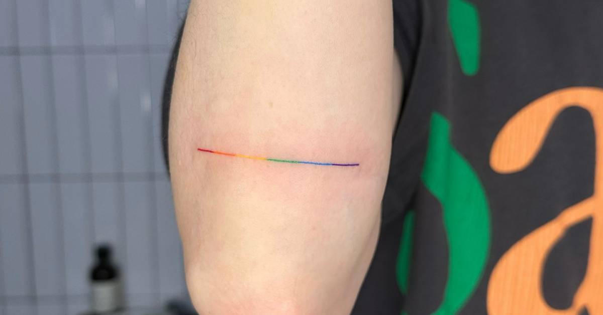 Spectrogram Tattoo Visible spectrum line tattooed on the forearm.