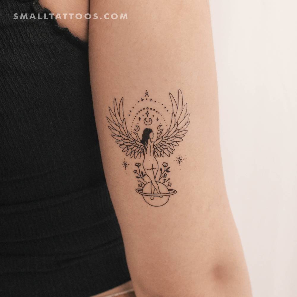 Angel woman temporary tattoo by Tukoi.