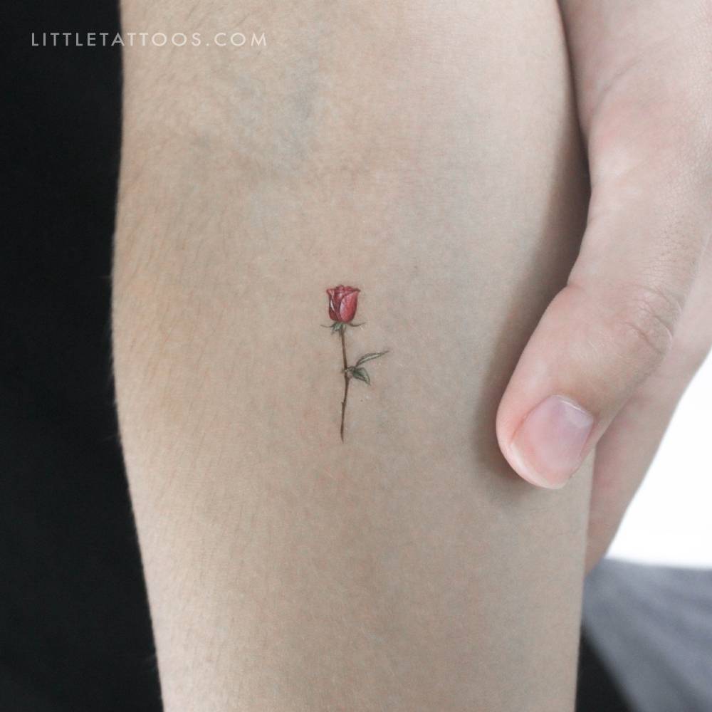 Small garnet rose by Mini Lau temporary tattoo.