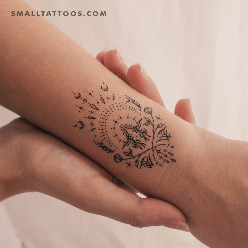Double rose ornamental temporary tattoo by Tukoi.