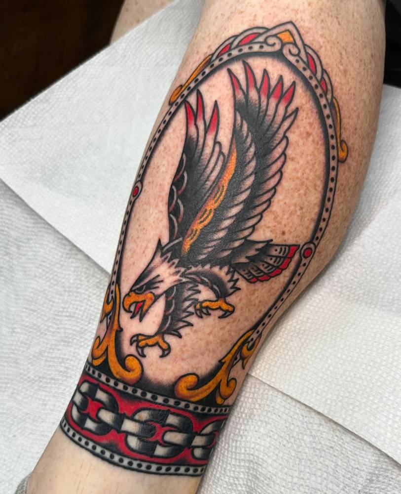 Eagle tattoo in traditional style located on the