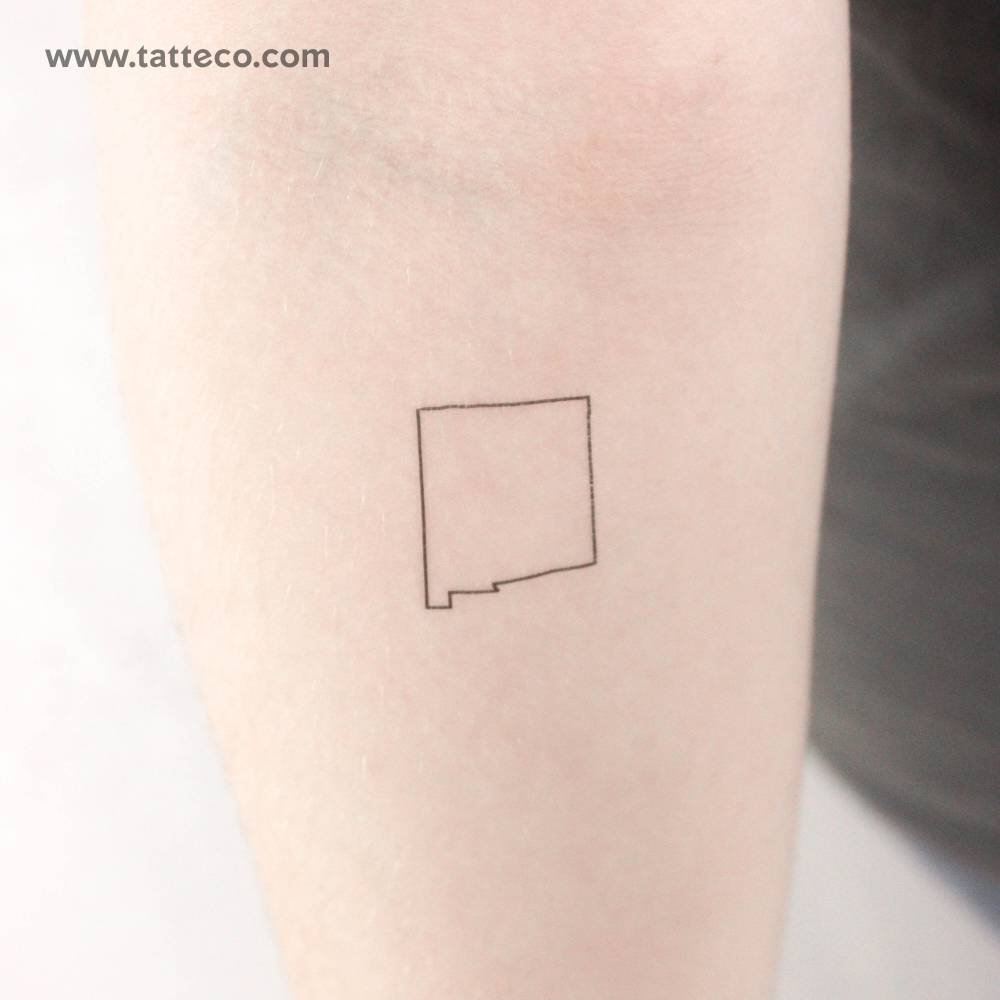 Minimalistic New Mexico map outline temporary tattoo.