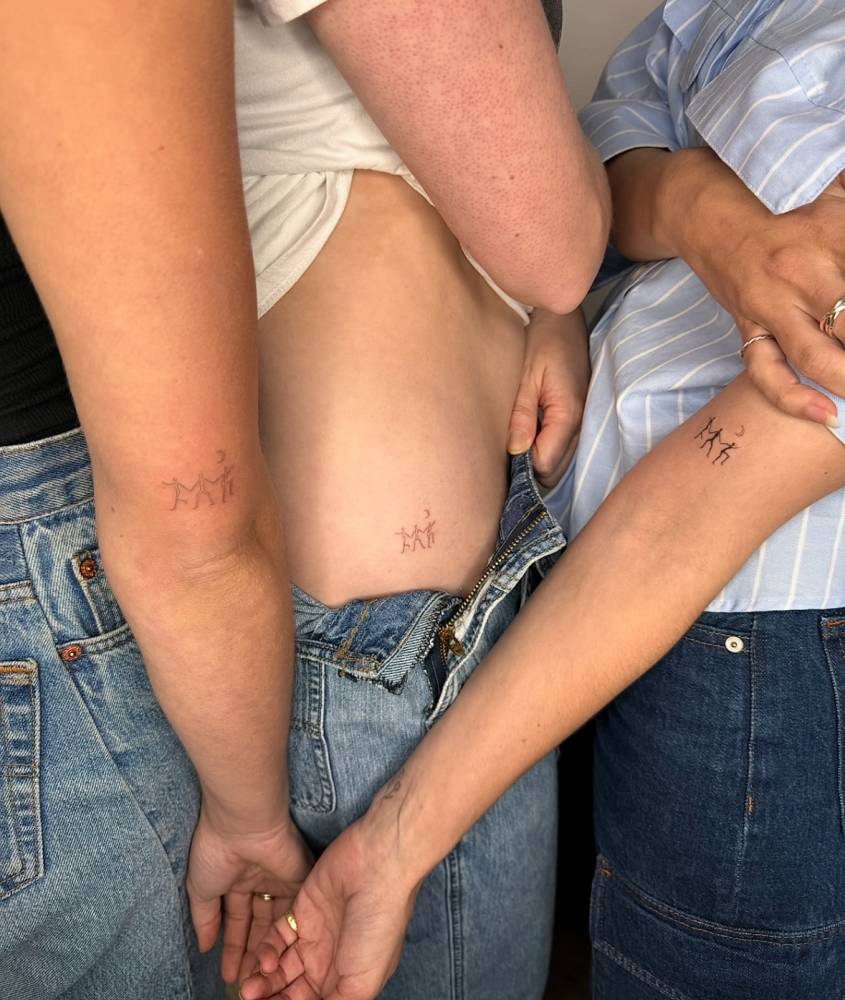 Matching dancers tattoo for best friends.
