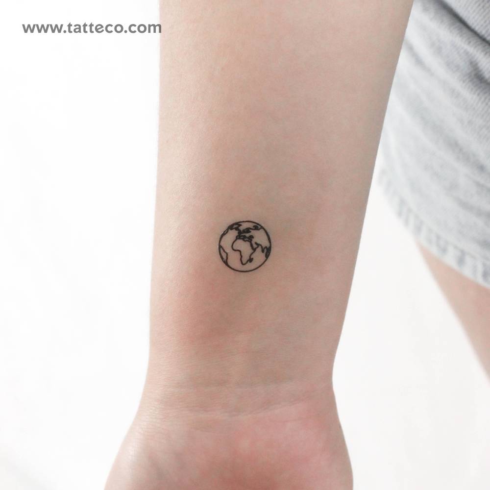 Africa earth temporary tattoo located on the wrist.