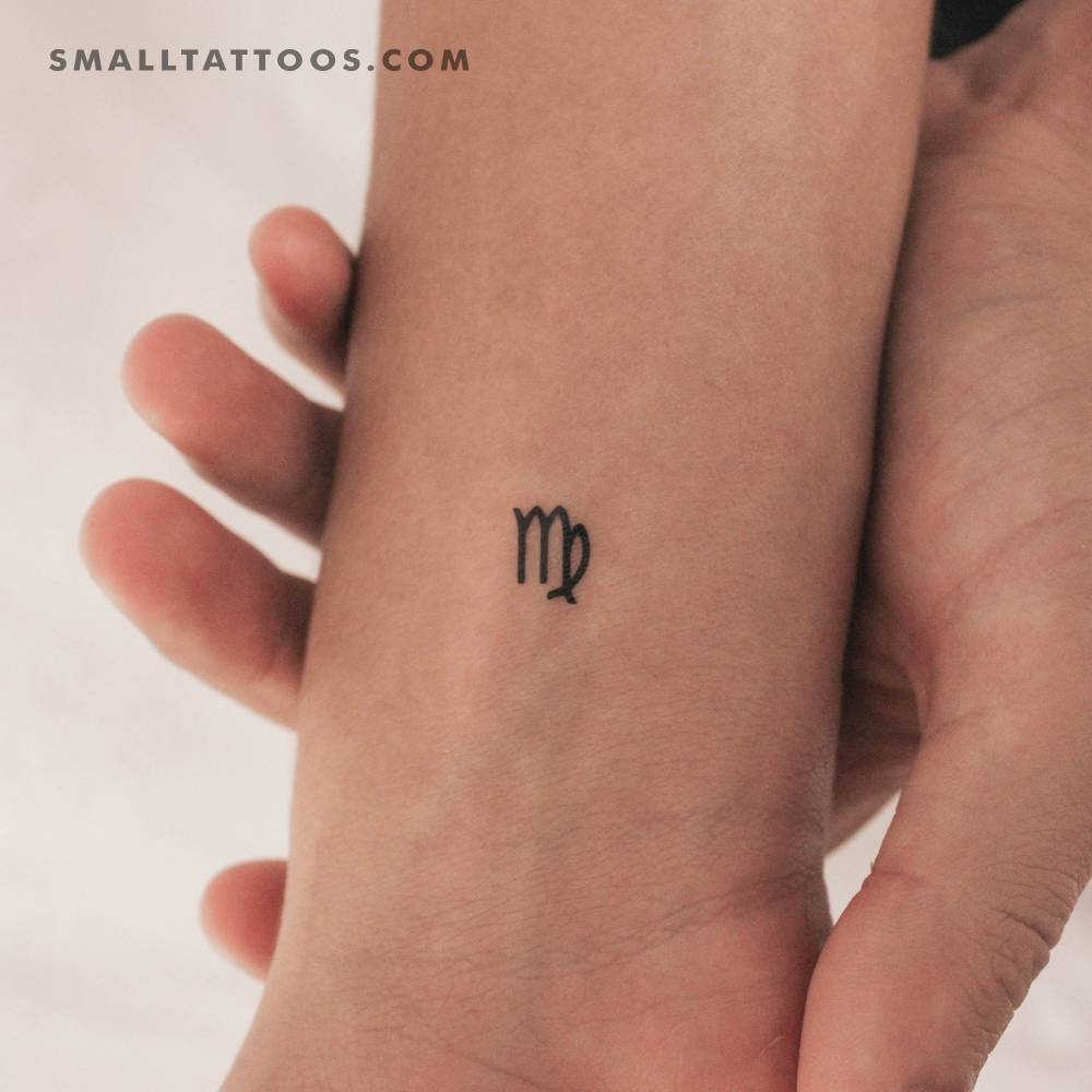 Minimalistic style Virgo zodiac symbol temporary tattoo.
