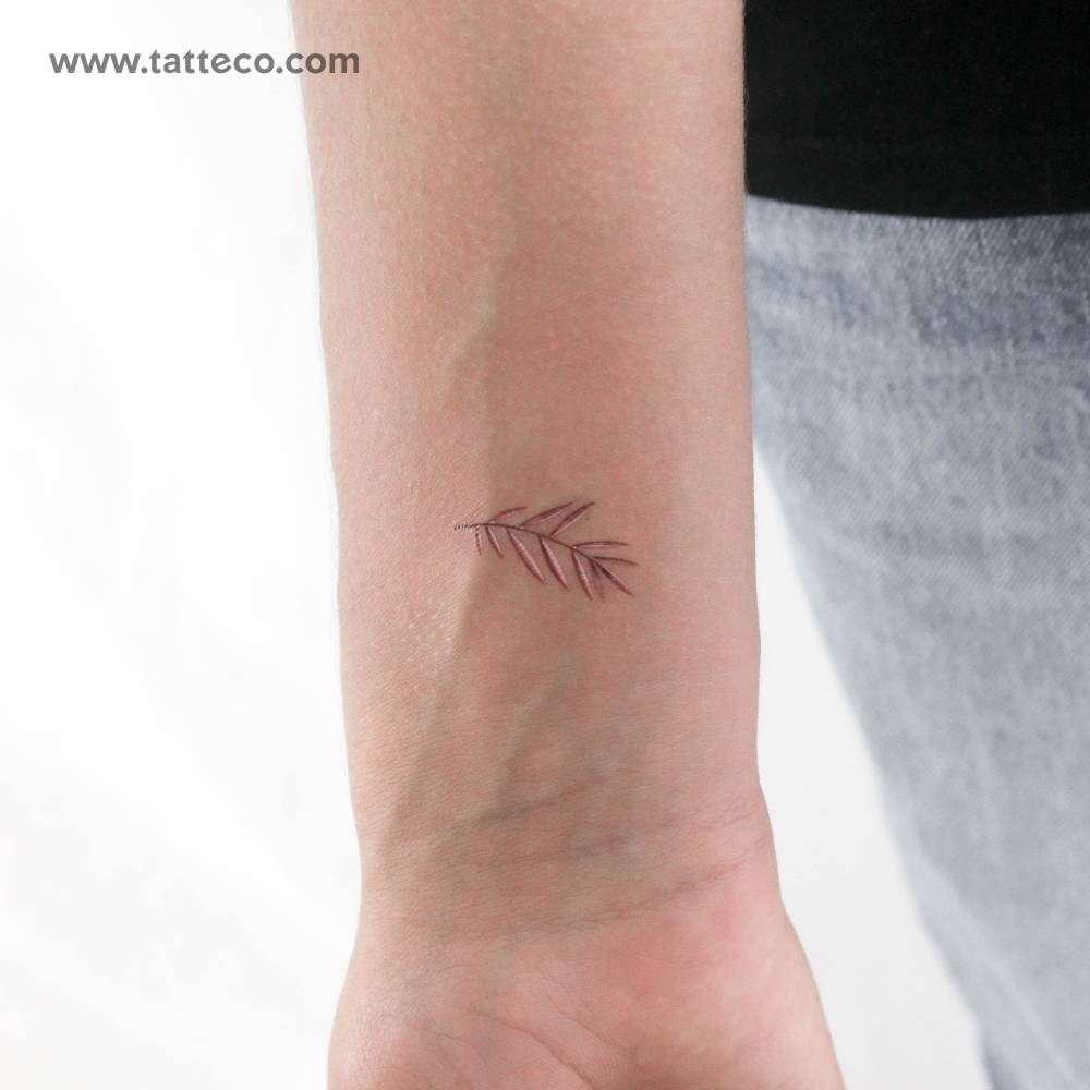 Watercolor style pink leaves by Ann Lilya temporary tattoo.
