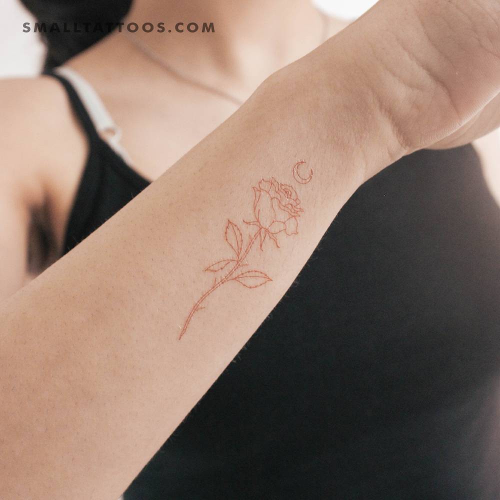 Moon rose [red] by Jakenowicz temporary tattoo.