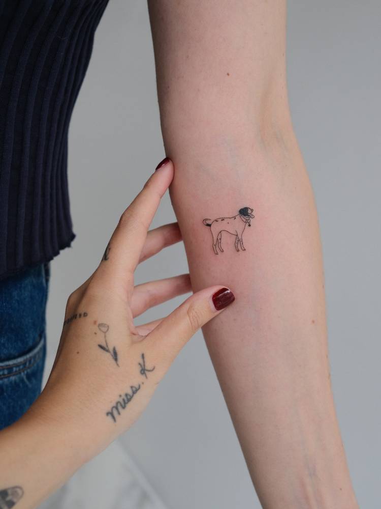 Little fog tattoo in illustrative style located on the inner forearm.