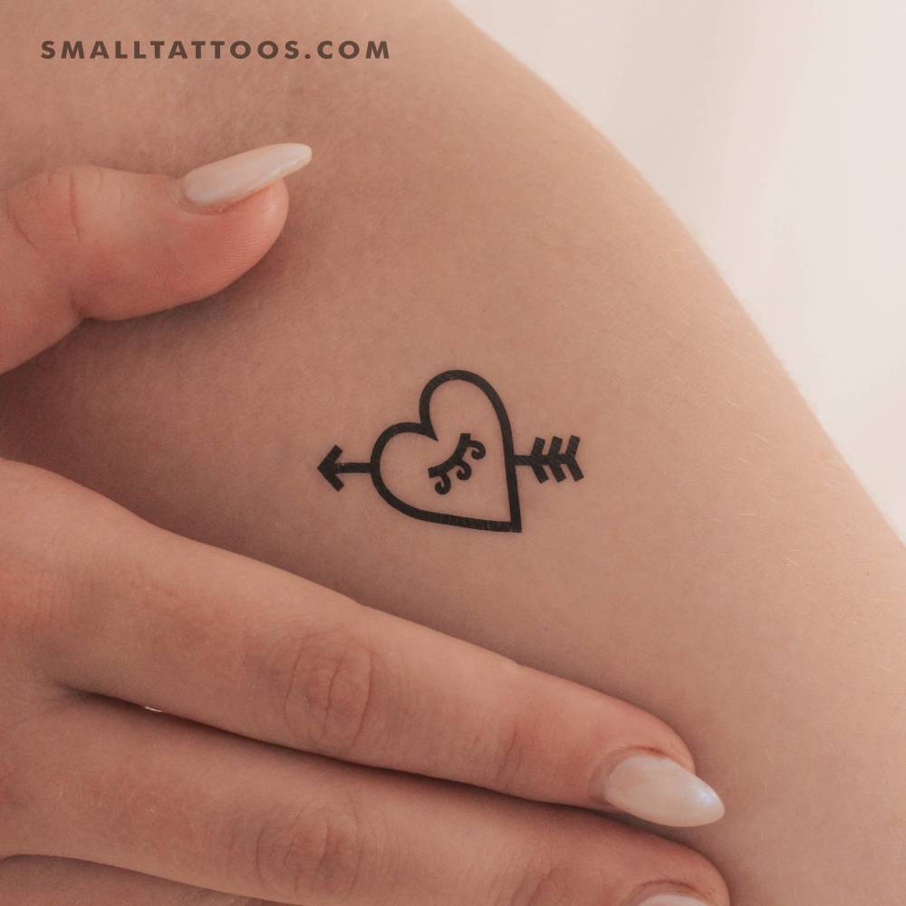 Heart and arrow temporary tattoo by 1991.ink.