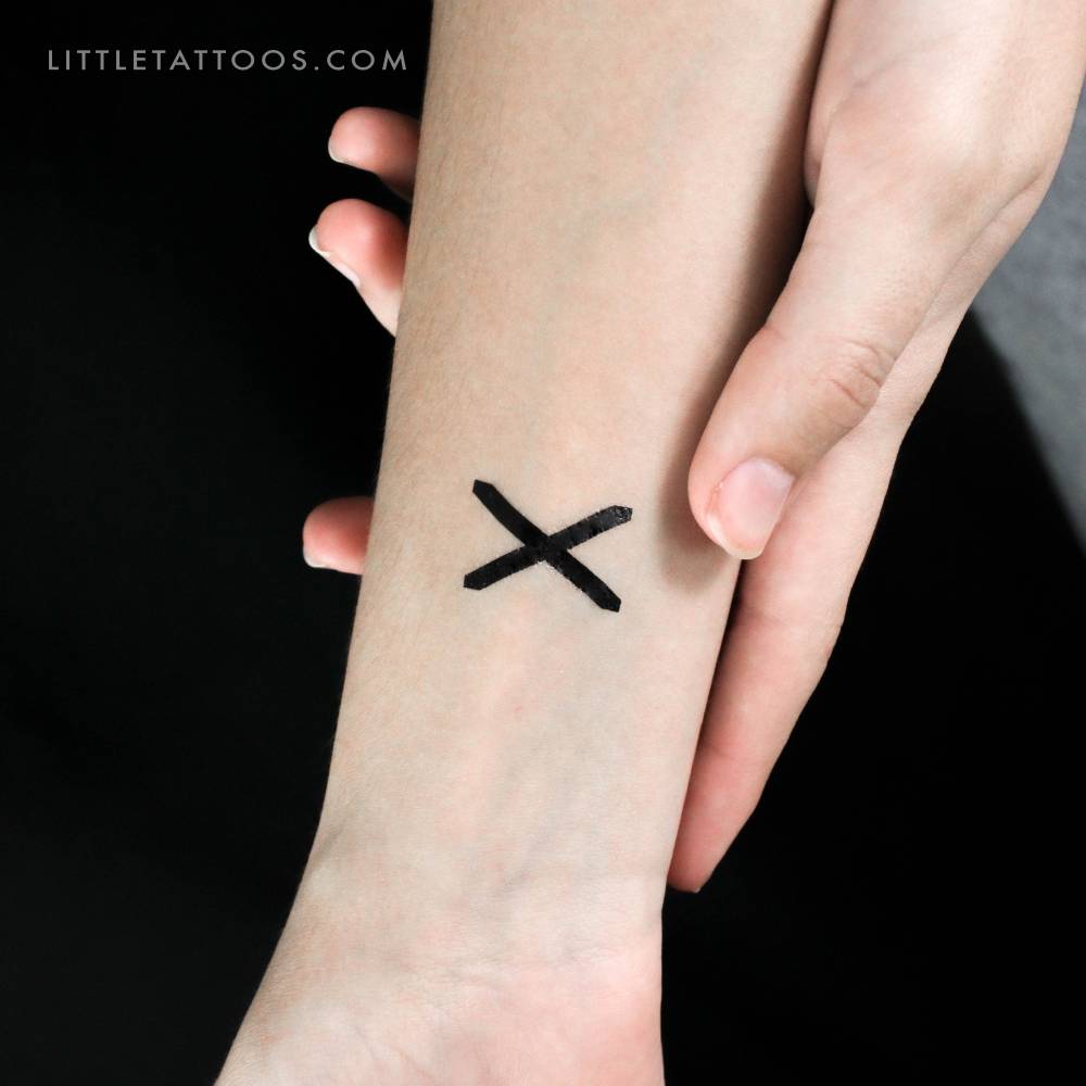 Scottish St Andrew's Cross temporary tattoo located on the wrist.