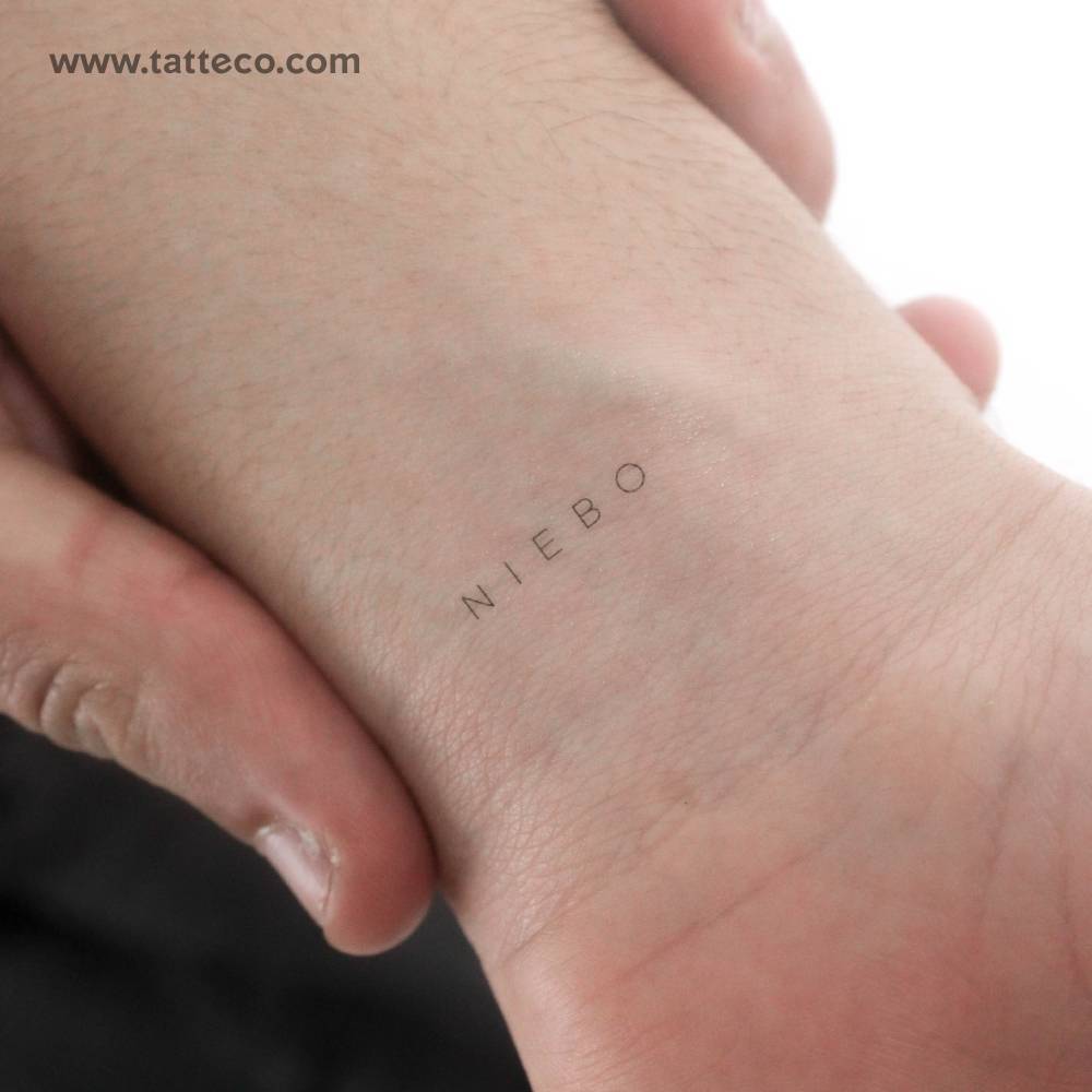Handwritten font word 'niebo' by Jakenowicz temporary tattoo.