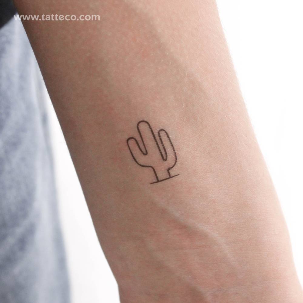 Small minimalistic saguaro cactus temporary tattoo.