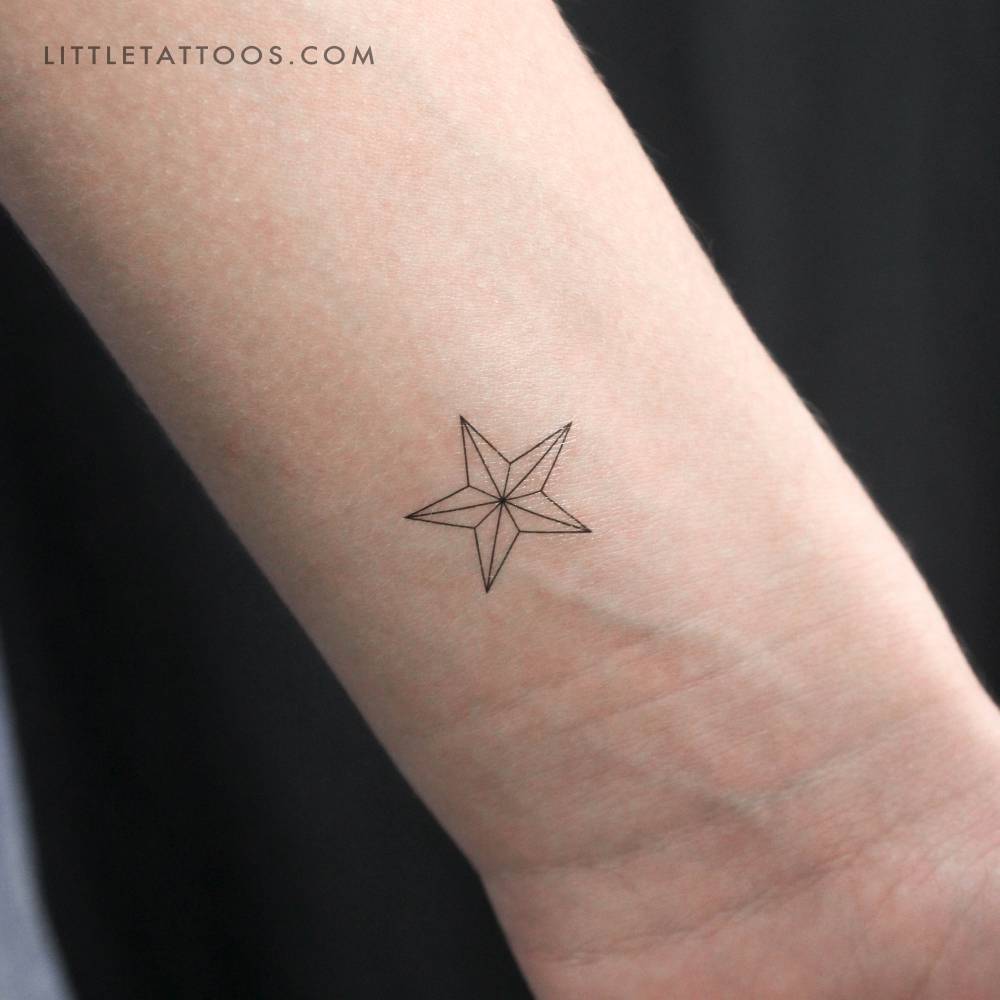 Fine line style Texas State star temporary tattoo.