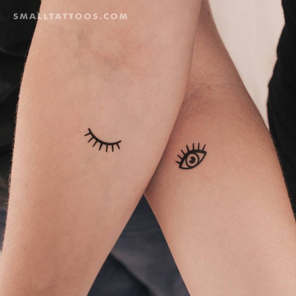 Eye and eyelash matching temporary tattoo for best friends.