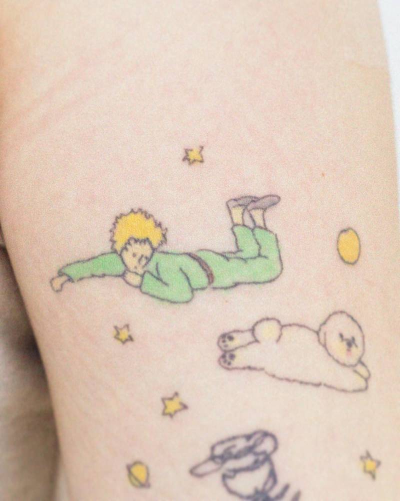 Little Prince tattoo located on the bicep.