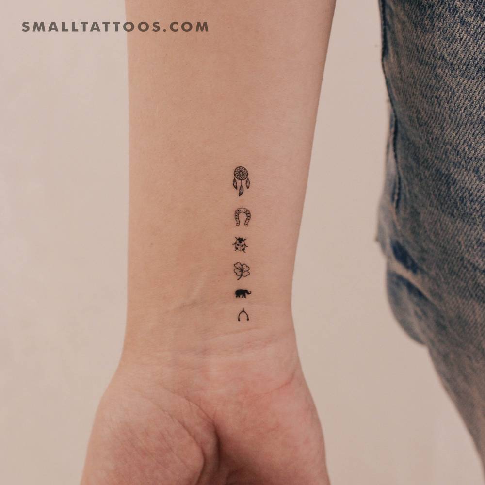 Lucky chain temporary tattoo located on the wrist.