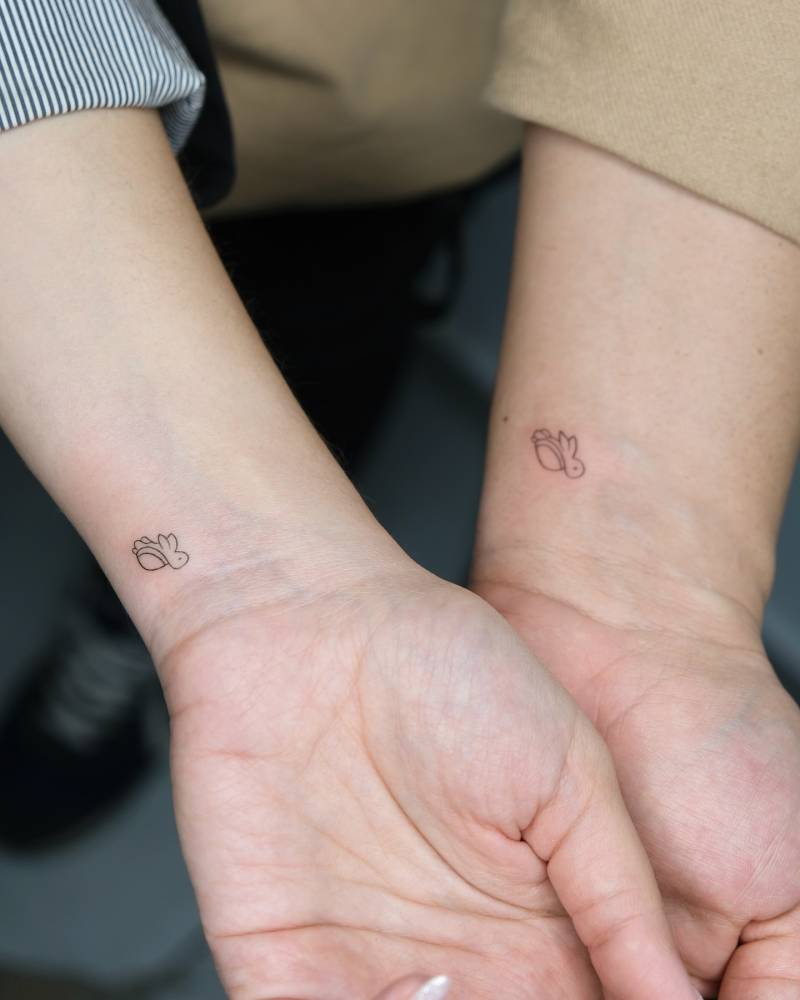 Matching minimalistic turtle tattoo for best friends.
