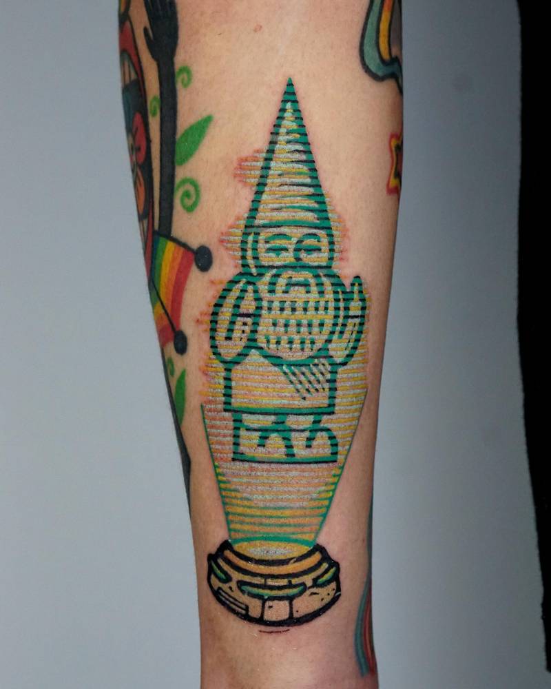 3D Hologram gnome tattoo.