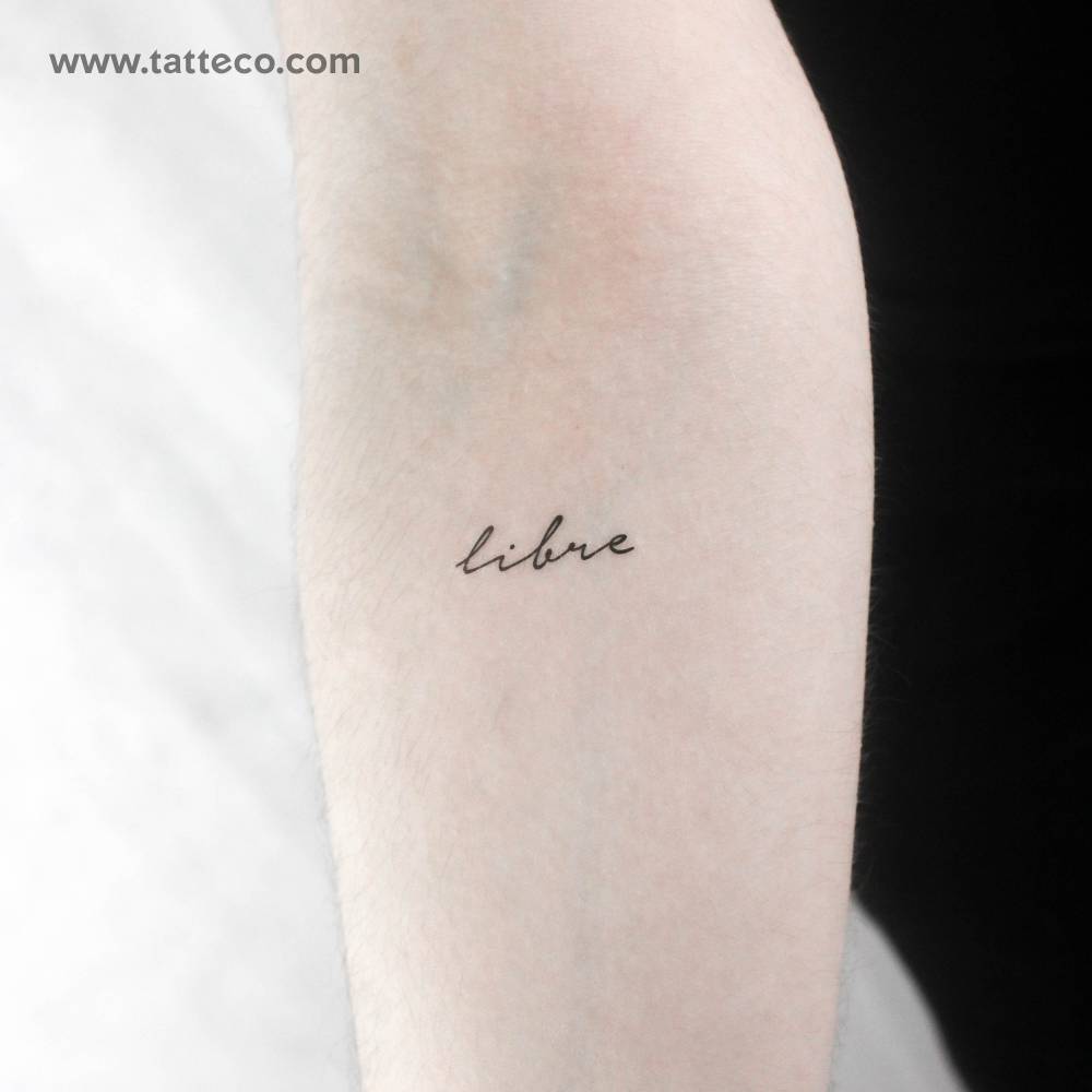 Handwritten font word "libre" temporary tattoo.