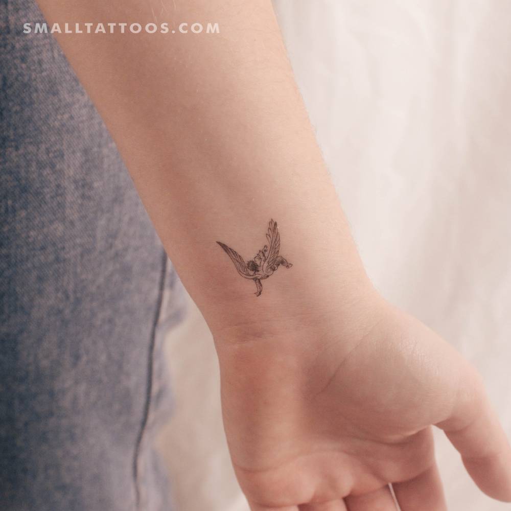 Small Phaeton tattoo located on the wrist.