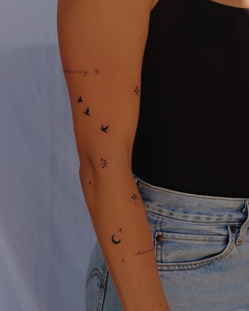 Cute arm composition tattoos.