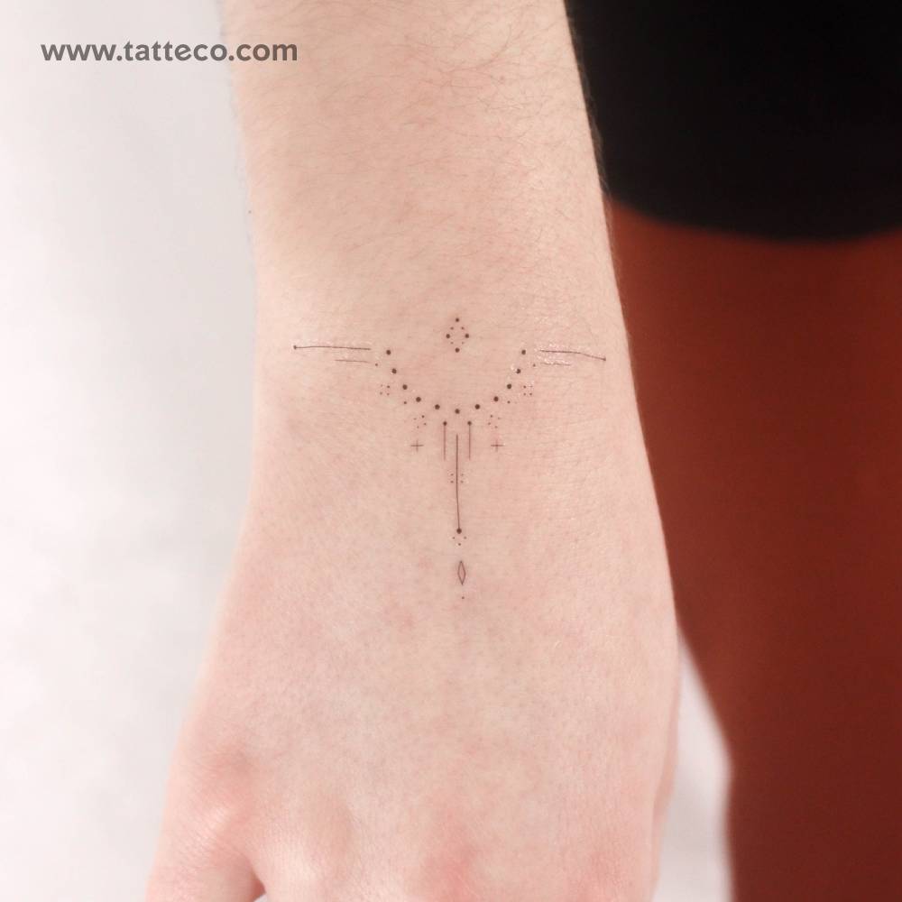Fine line style ornamental temporary tattoo by Harmlessberry.