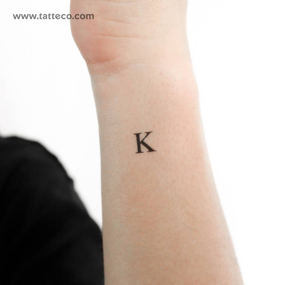 K serif capital letter temporary tattoo