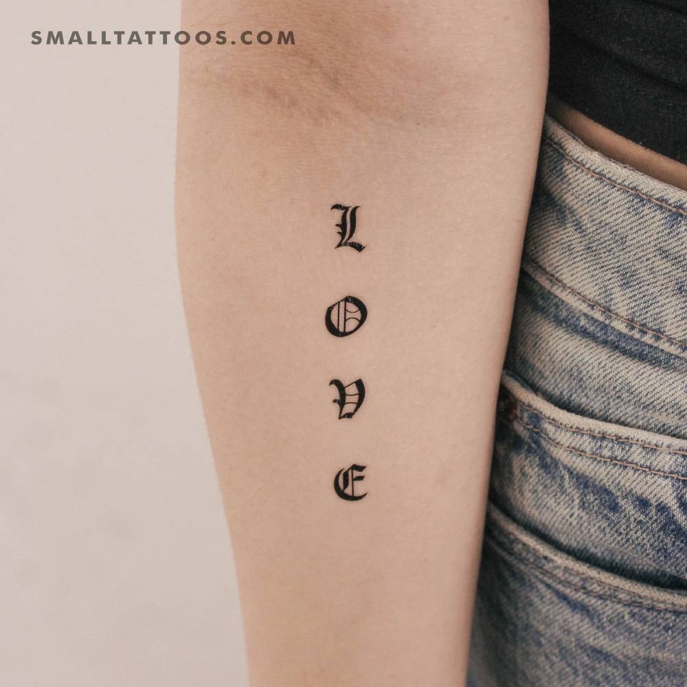 Gothic “Love” Temporary Tattoo