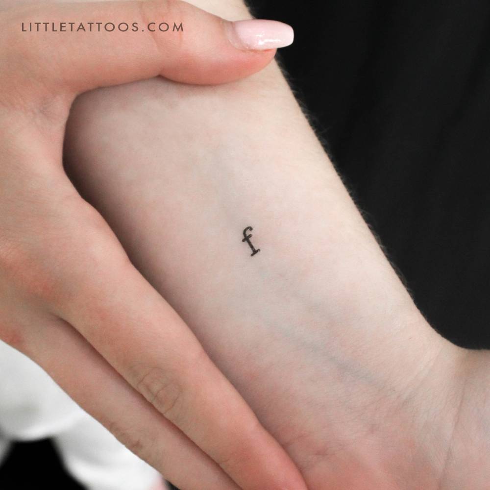 F Lowercase Typewriter Letter Temporary Tattoo