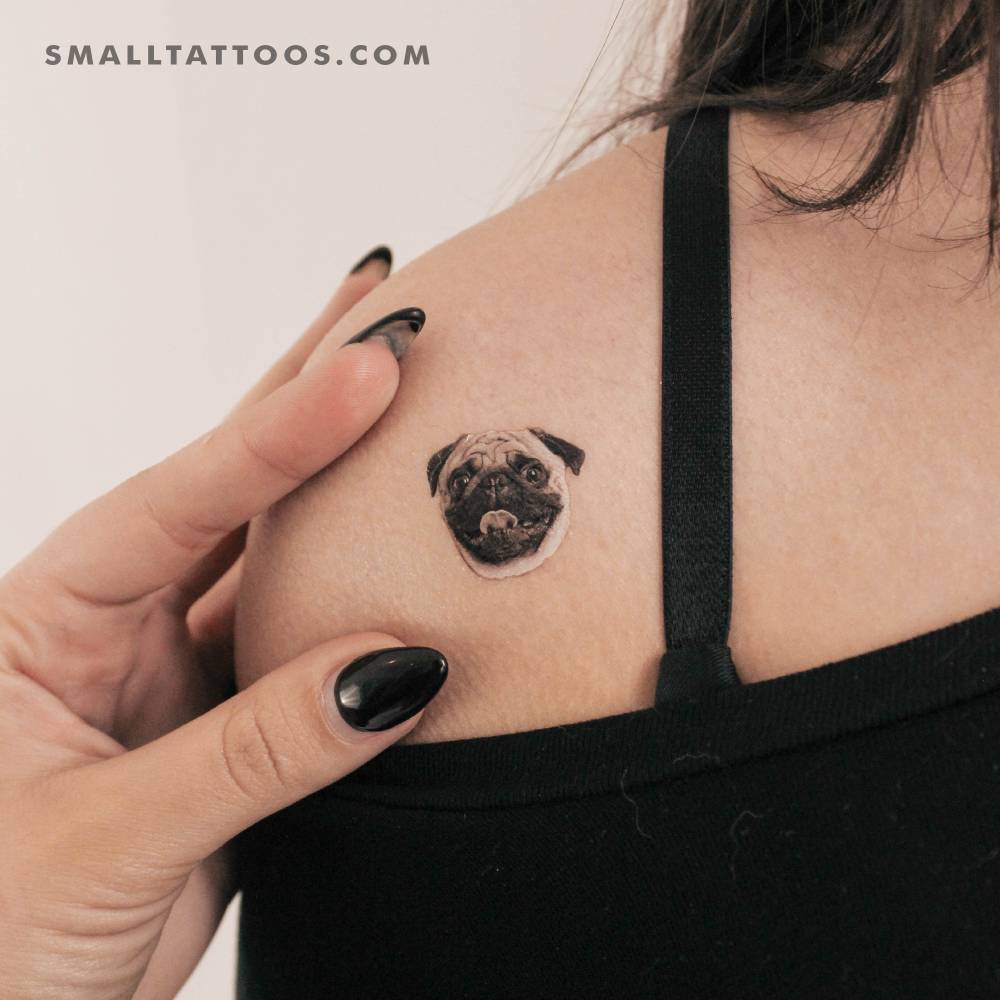 Pug portrait temporary tattoo
