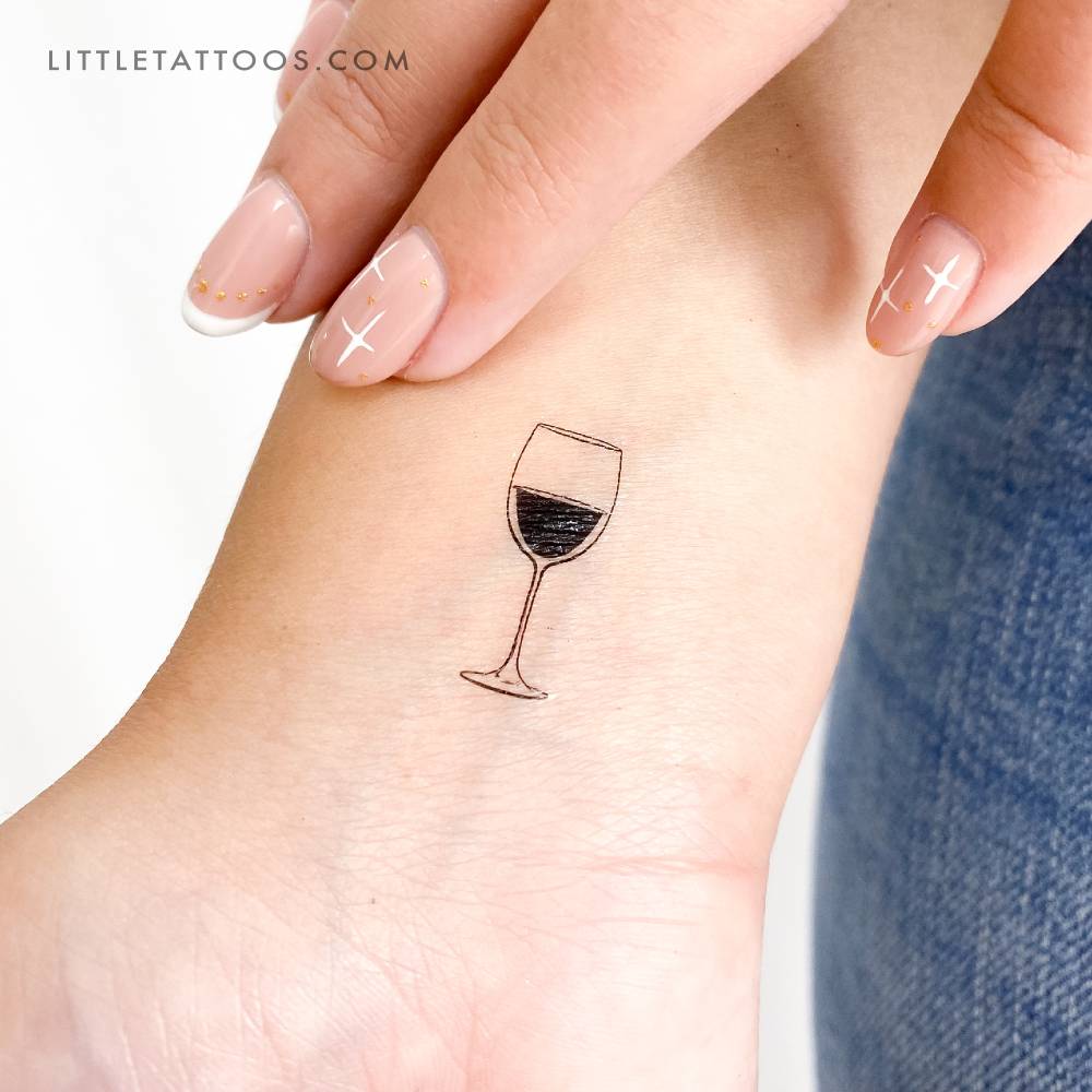 Wine glass temporary tattoo