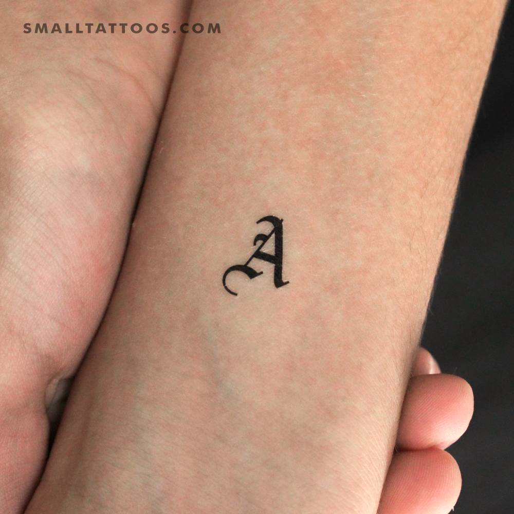 Gothic style uppercase A letter temporary tattoo