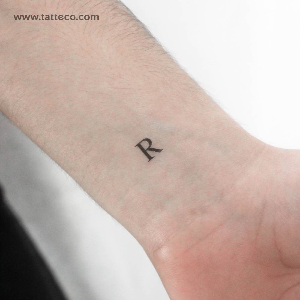 R Serif Capital Letter Temporary Tattoo