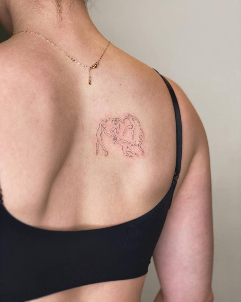 'Dance' by Matisse tattooed on the shoulder blade.