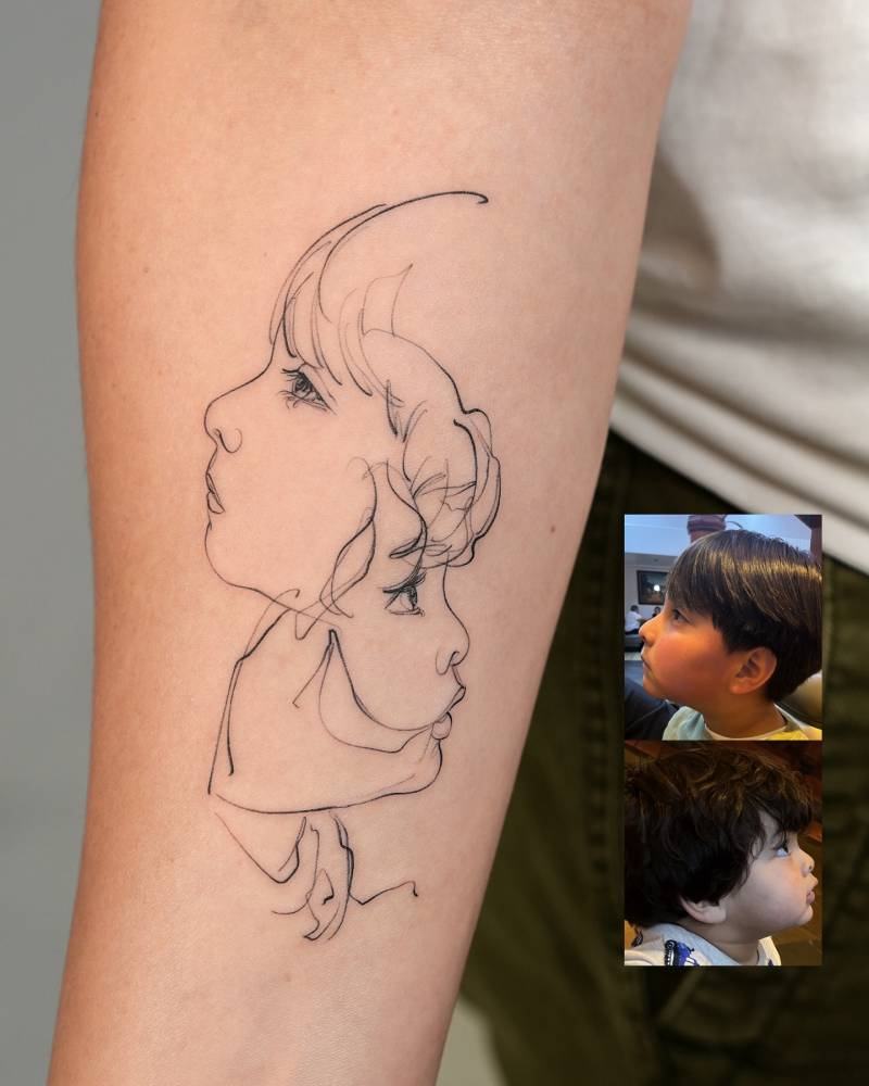 The faces of two sons.