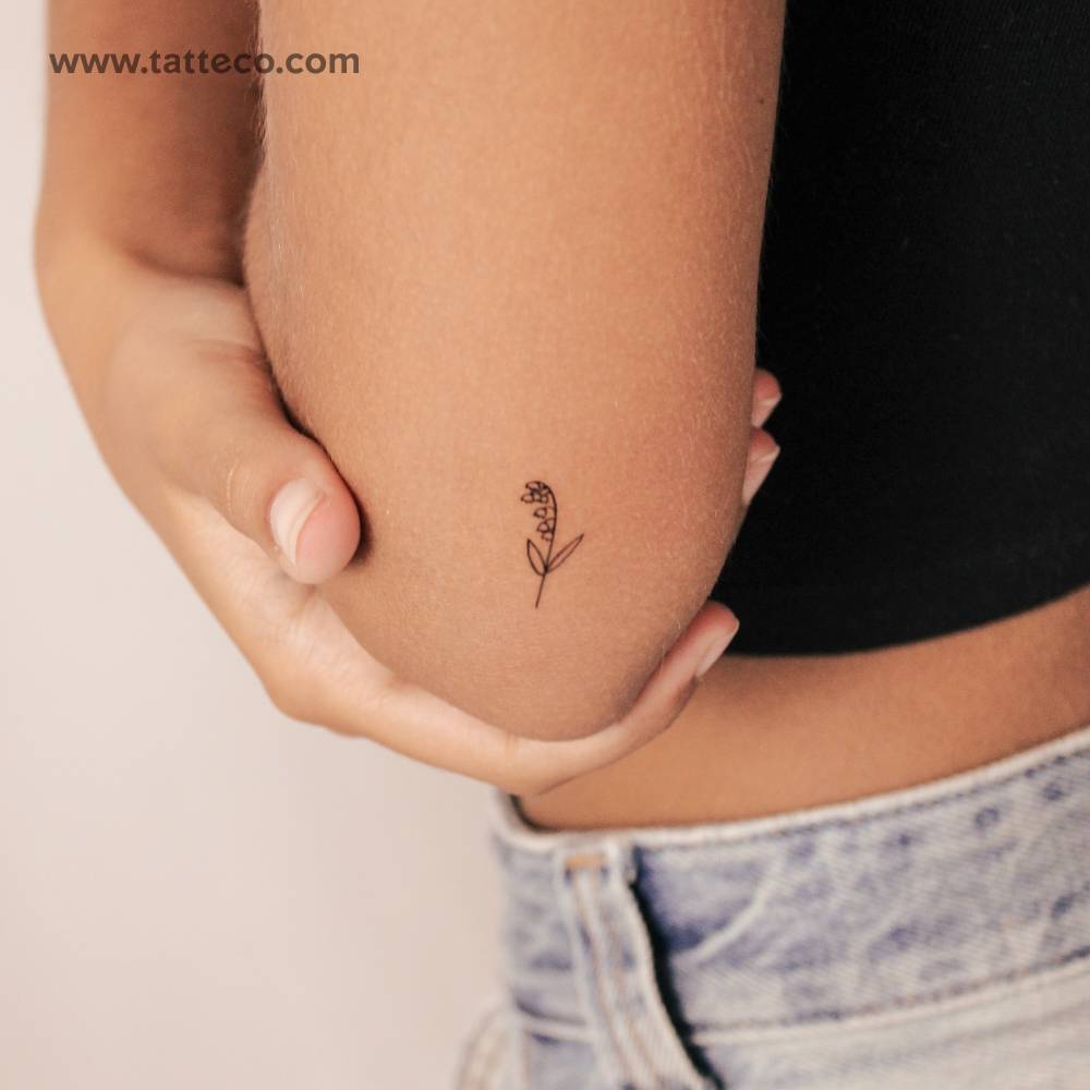 Minimalist Lily Of The Valley semi-permanent tattoo