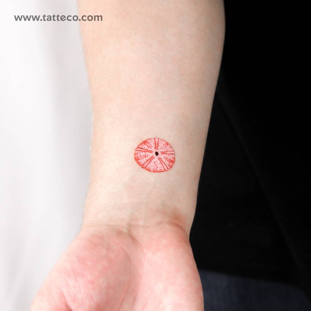 Red Sea Urchin Shell Temporary Tattoo