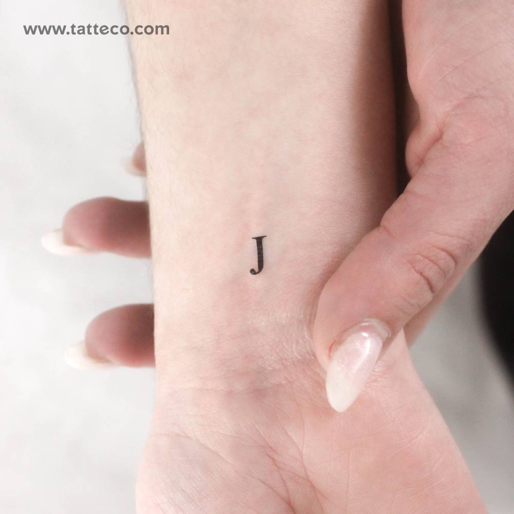 J Serif Capital Letter Temporary Tattoo