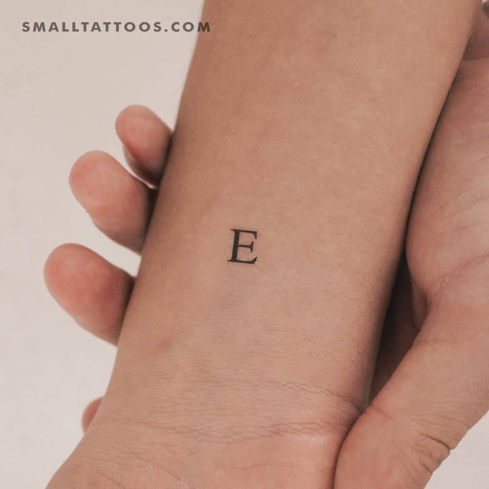 E Uppercase Serif Letter Temporary Tattoo