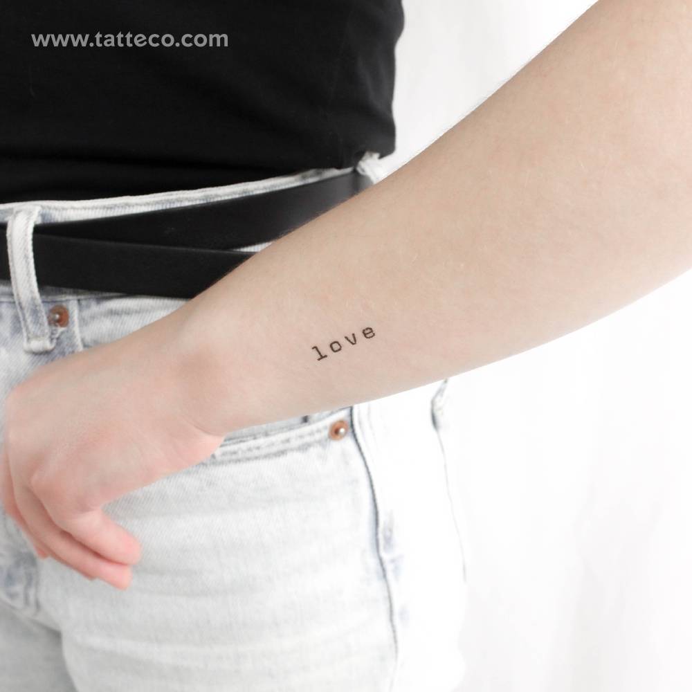 Typewriter Font Love Temporary Tattoo