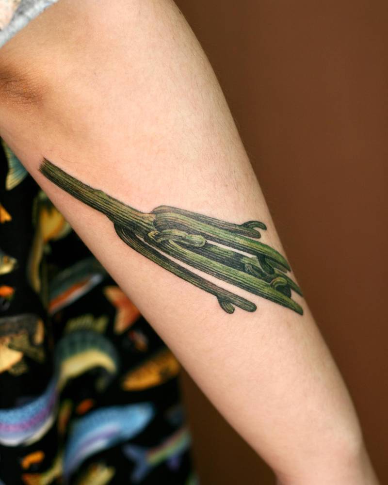 Watercolor style saguaro tattoo done on the forearm.