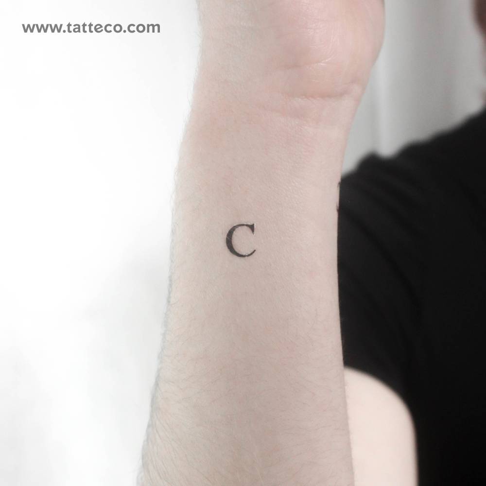 C Serif Capital Letter Temporary Tattoo
