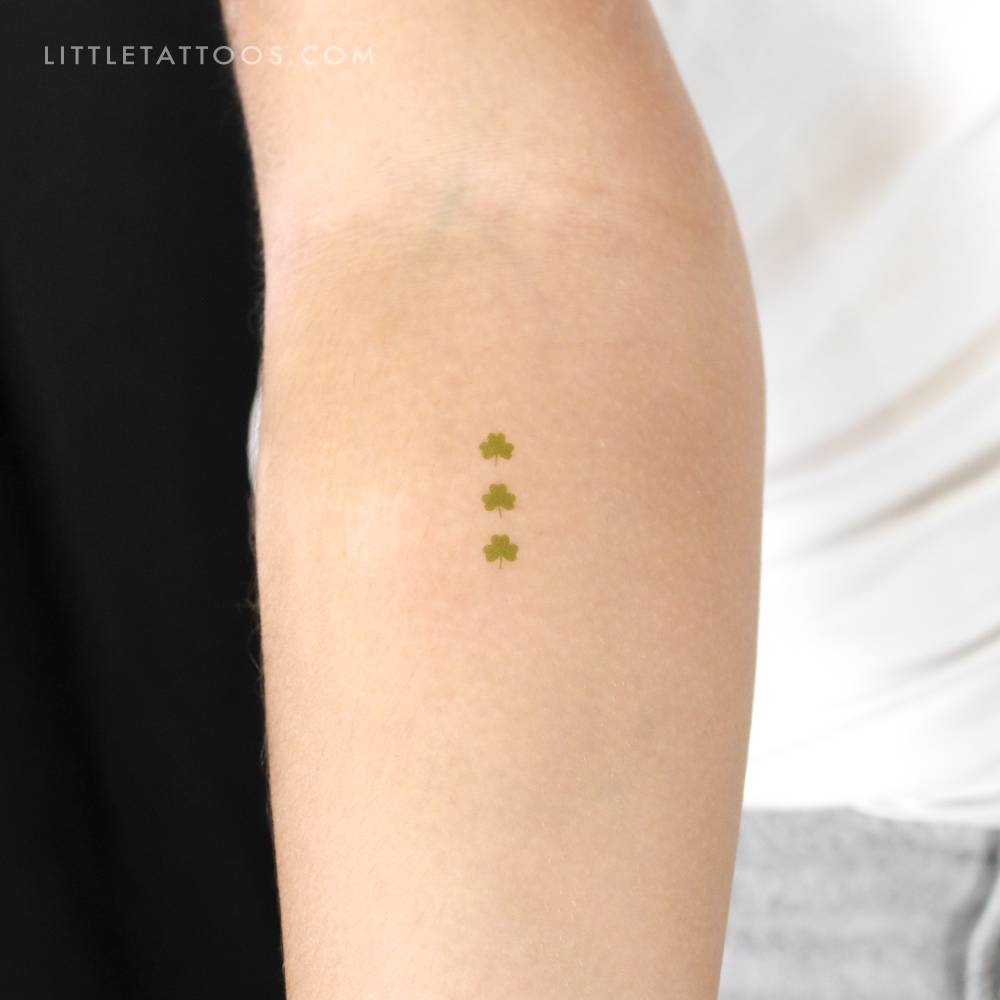 Three Tiny Three Leaf Clovers Temporary Tattoo