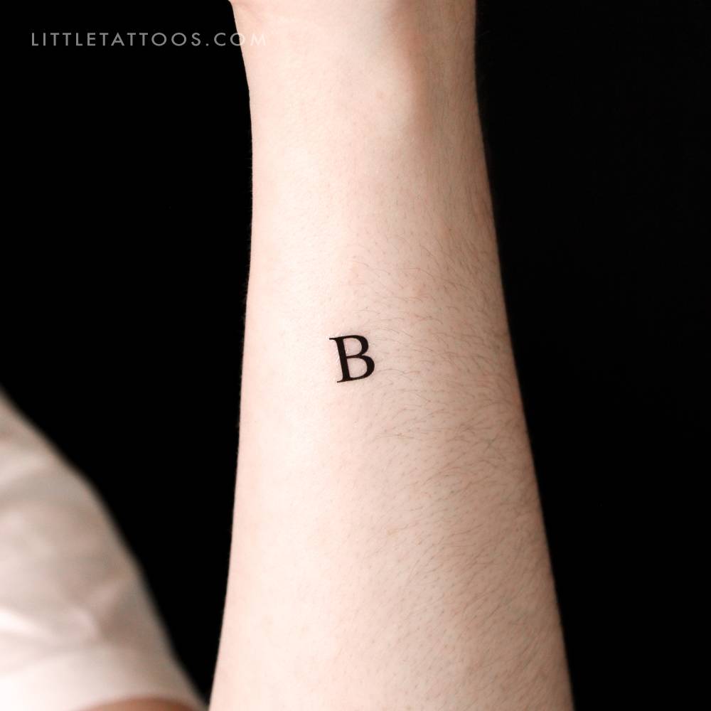 B Uppercase Serif Letter Temporary Tattoo