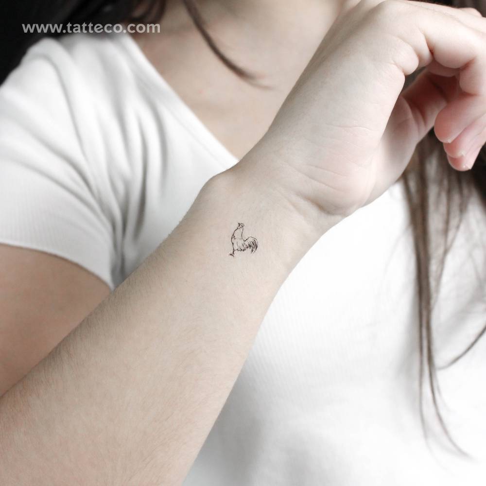Tiny Rooster Temporary Tattoo