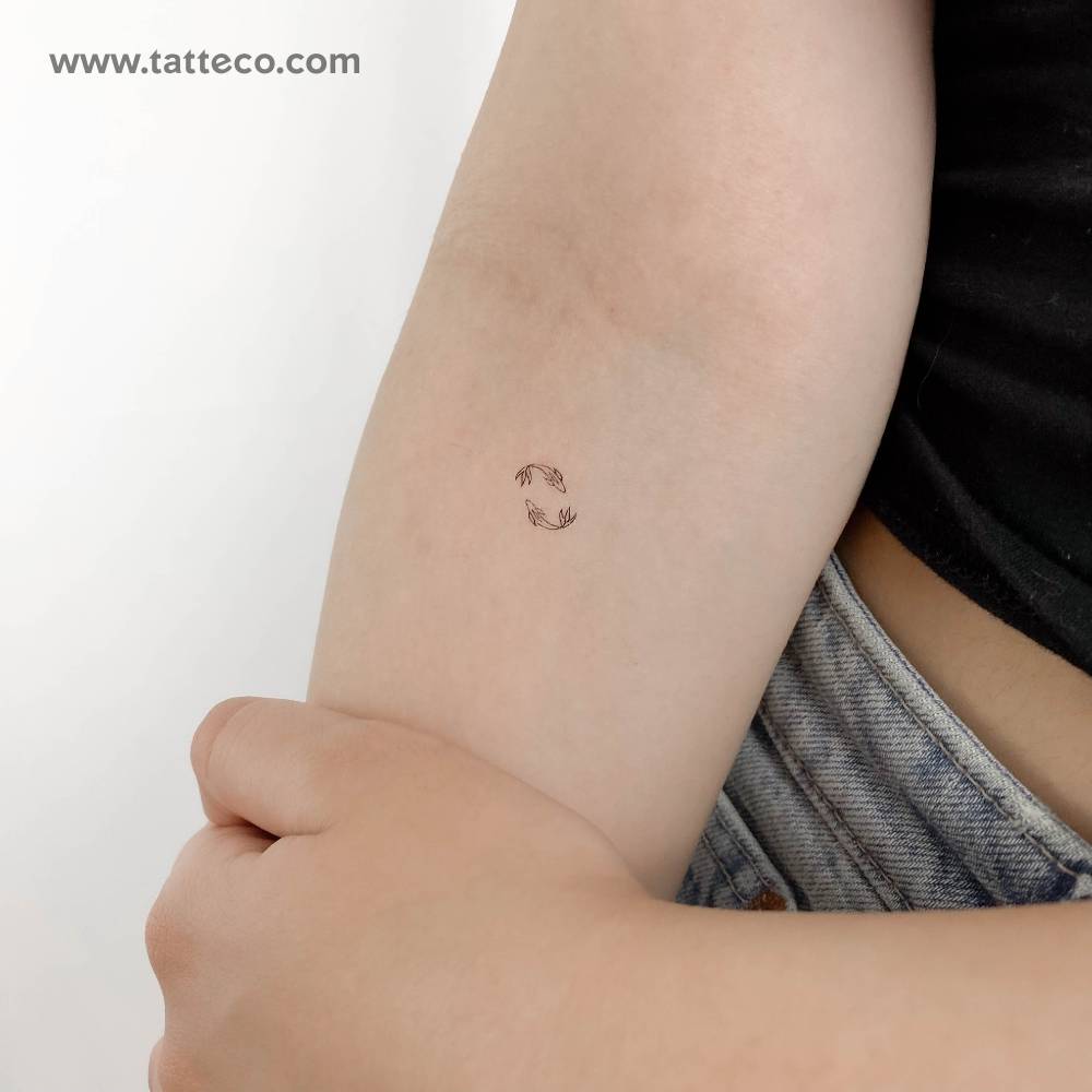 Opposite Fish Couple Temporary Tattoo