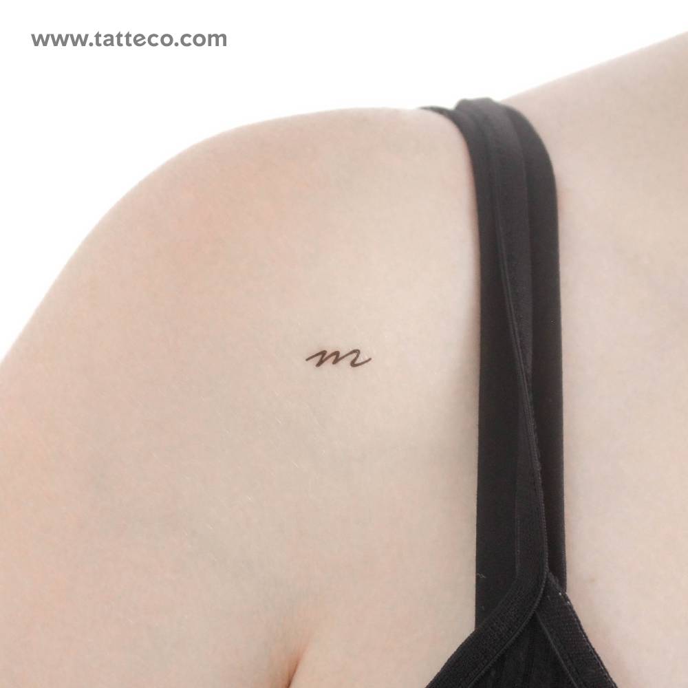 M Handwritten Letter Temporary Tattoo