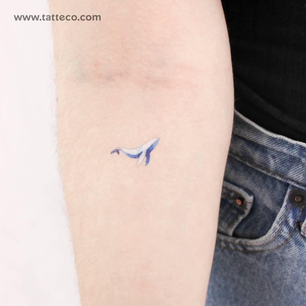 Small Watercolor Whale By Zihee Temporary Tattoo