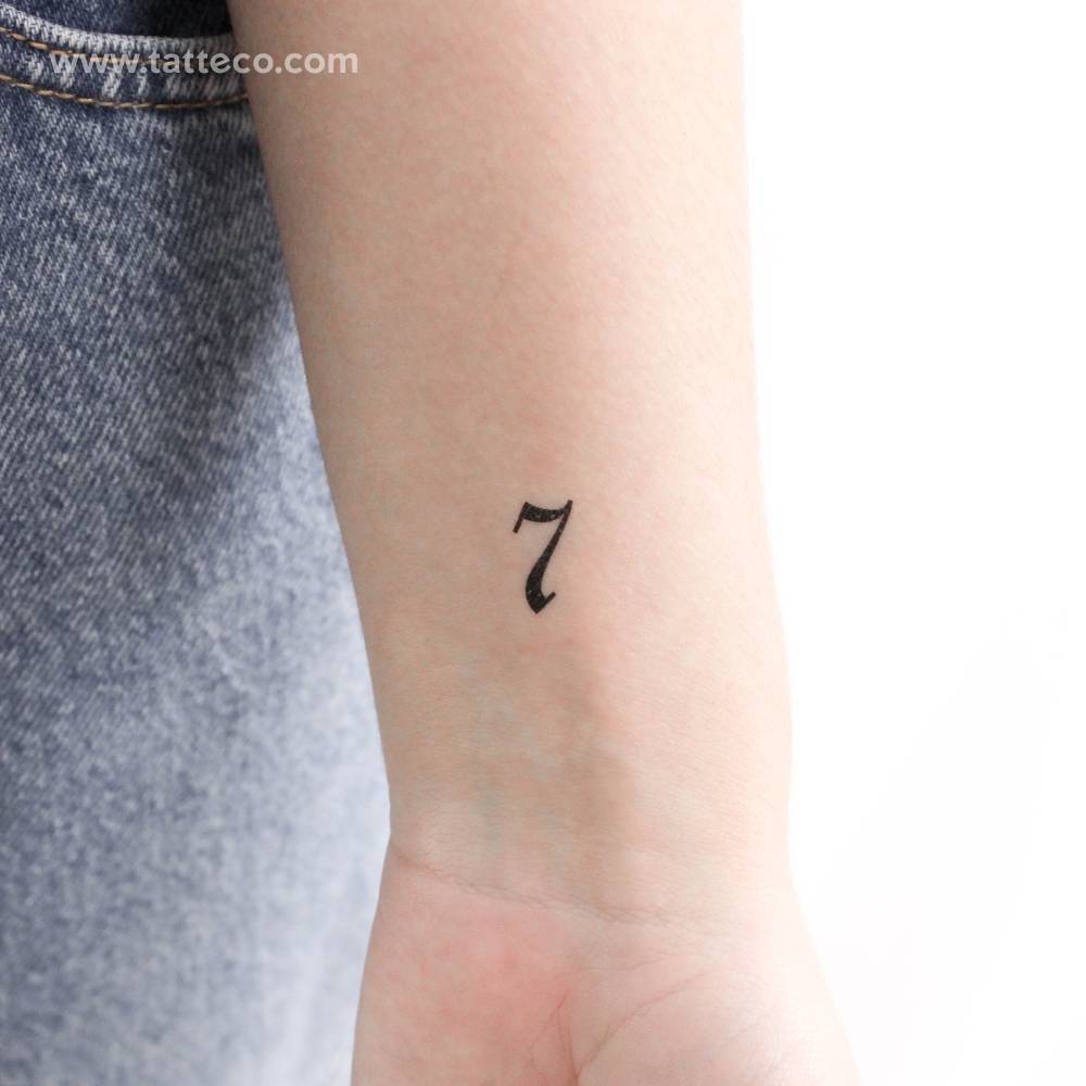 Gothic Style Number 7 Temporary Tattoo