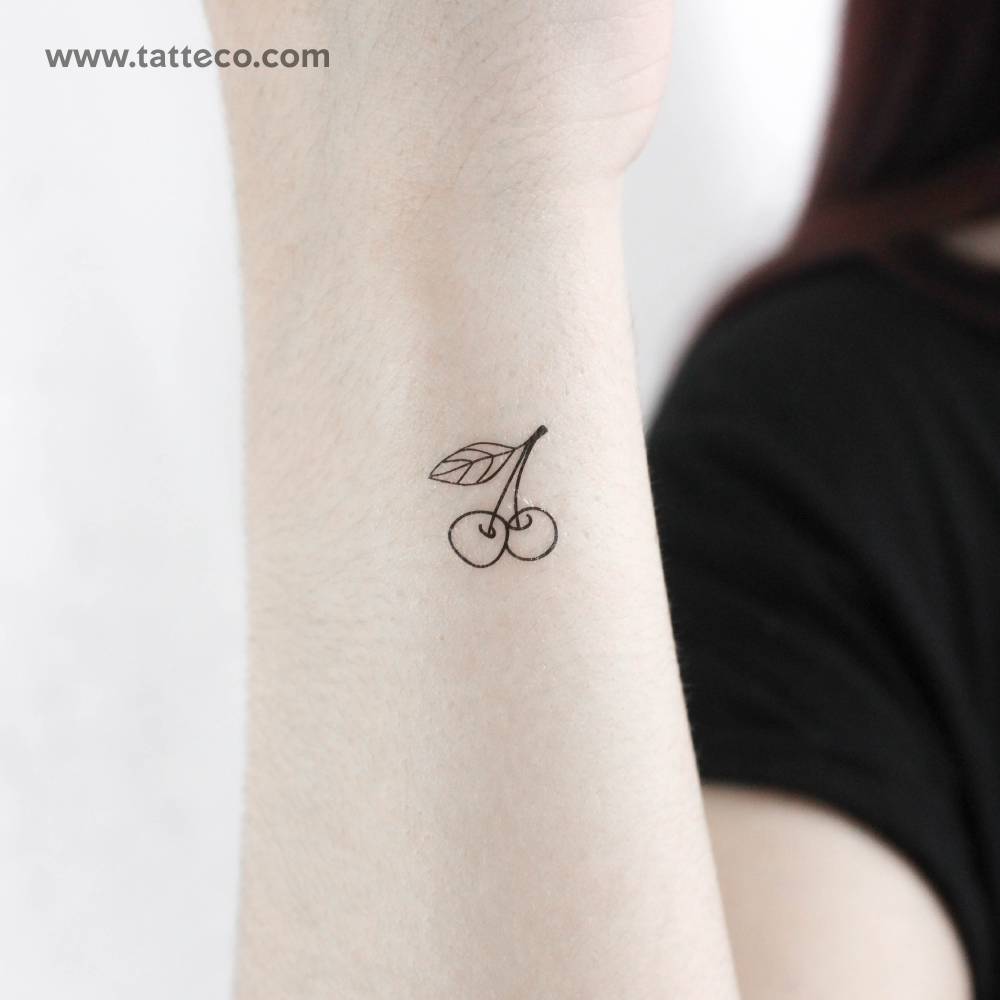 Tiny Cherry Couple Temporary Tattoo